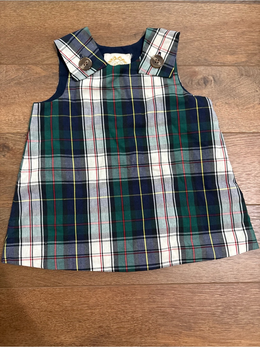 The Beaufort Bonnet Company Plaid Jumper Dress 6-12 Months Preppy Holiday